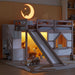 Loft Bed With Storage Stairs, Slide, Playhouse Window And 7 Colors LED Lights Home Essentials