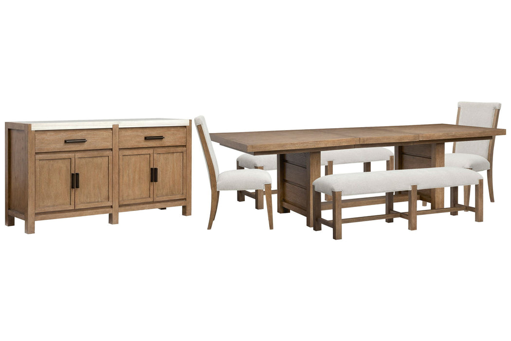 Plum Creek - Trestle Dining Table Set Magnussen Furniture