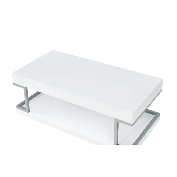 Aspers Coffee Table - White High Gloss & Chrome