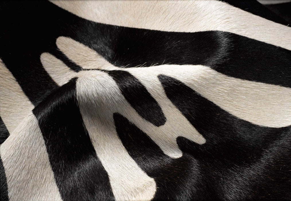 5' x 7' Natural Cowhide Area Rug - Zebra Stripe Black And White