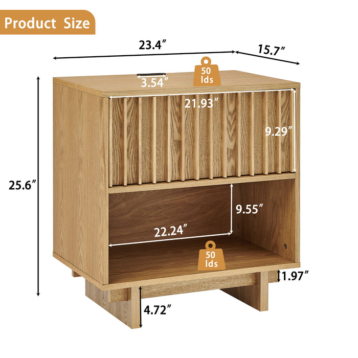 Nightstand With Hidden Charging Station USB Ports & Outlet Hole Home Essentials