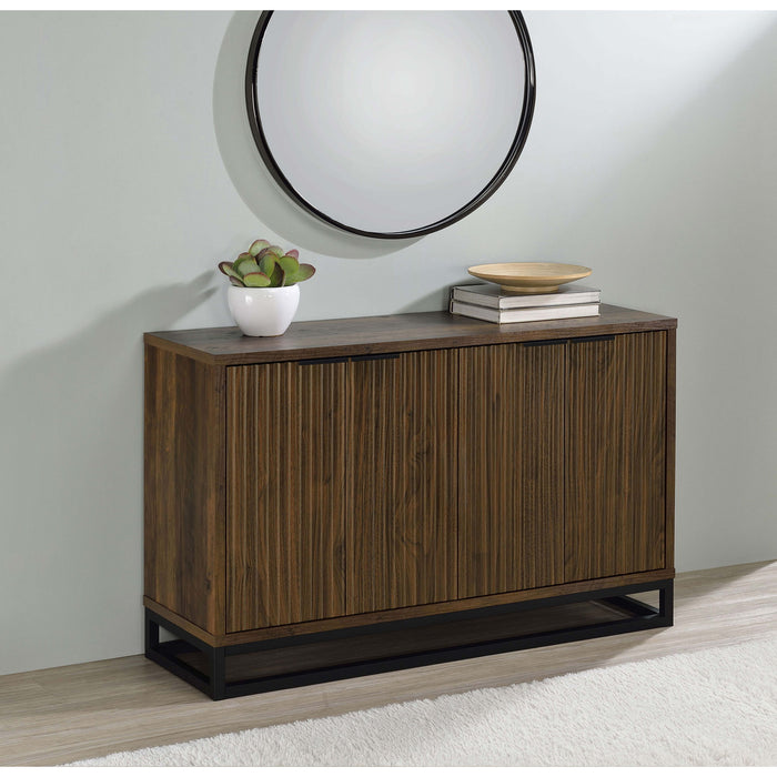 Thurston - 4 Door Accent Cabinet Carved Doors - Dark Brown Furniture Max
