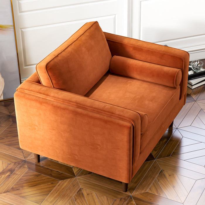 Amber Velvet Lounge Chair - Orange