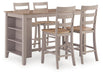 Harperfeld - 5 Pc. - Dining Table And 4 Barstools - Natural / Gray Signature Design by Ashley®