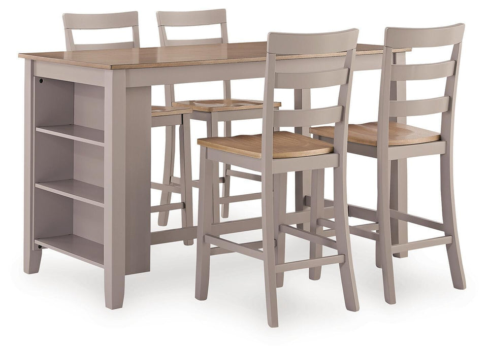Harperfeld - 5 Pc. - Dining Table And 4 Barstools - Natural / Gray Signature Design by Ashley®