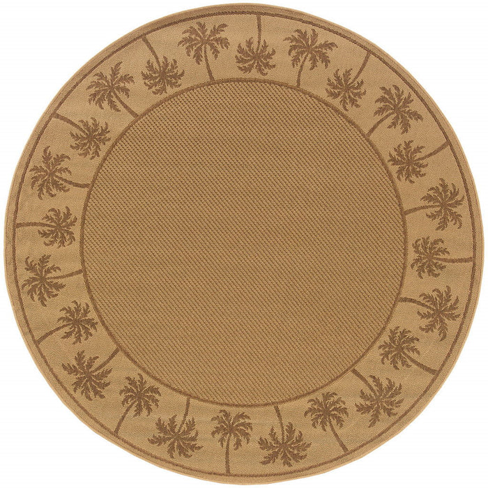 8' X 8' Round Stain Resistant Indoor & Outdoor Area Rug - Beige