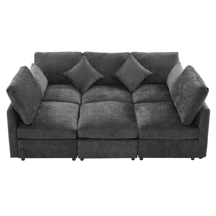Sectional Sofa Modular U-Shaped With Ottoman & USB Ports