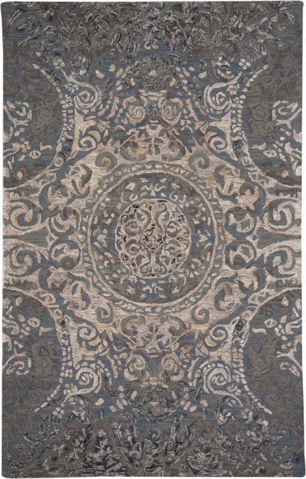 Abstract Tufted Handmade Stain Resistant Area Rug - Gray Blue And Taupe Wool - 2' X 3'