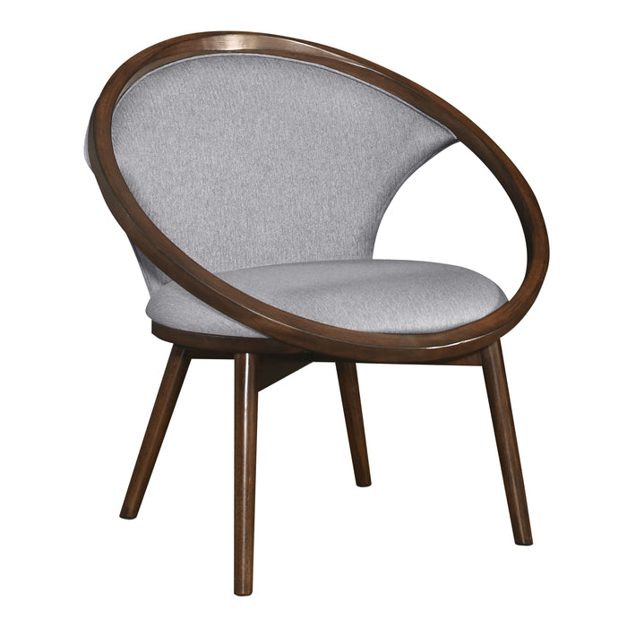 Mid - Century Design Solid Rubberwood Unique Accent Chair 1 Piece Gray Fabric Upholstered Modern Home Furniture Walnut Finish Frame