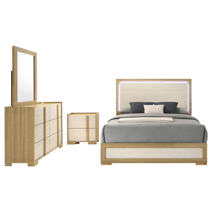 Lincoln - 4 Piece Queen Bedroom Set With LED Lighting - Natural Furniture Max
