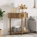 Half Moon Console Table For Living Room - Walnut Home Essentials