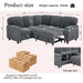 L-Shaped Sofa With Pull Out Sofa Bed With USB Home Essentials