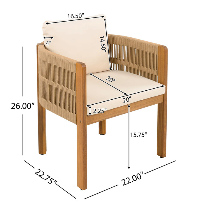 7 Piece Outdoor Dining Set With Table And Chairs - Beige / Brown Noble House