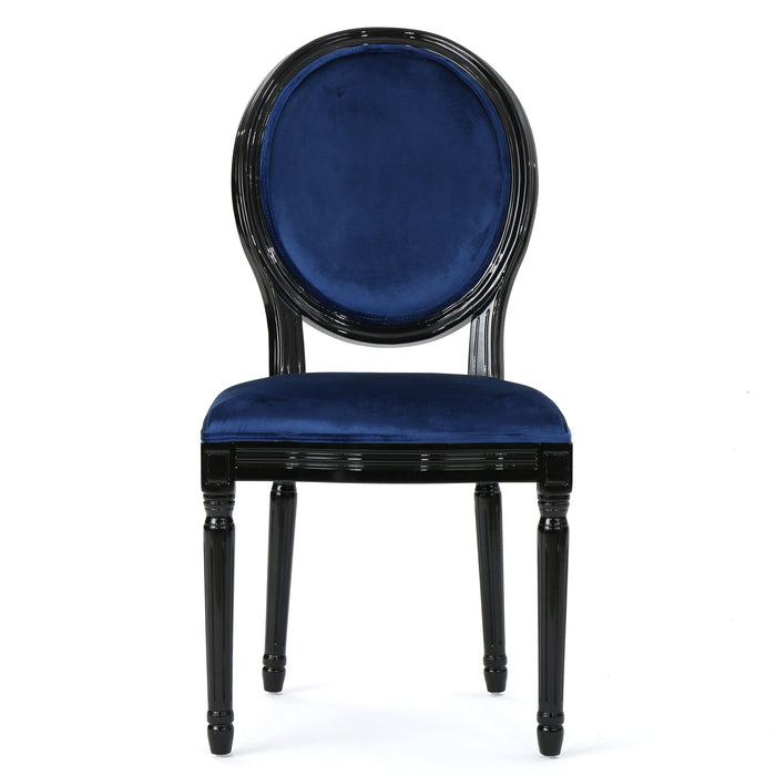 French Country Inspired Dining Chair With Iconic Round Backrest - Navy Blue Noble House
