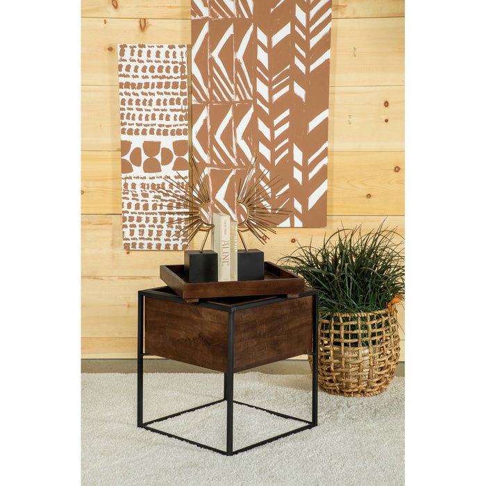 Ondrej - Square Accent Side Table With Removable Tray - Dark Brown Furniture Max