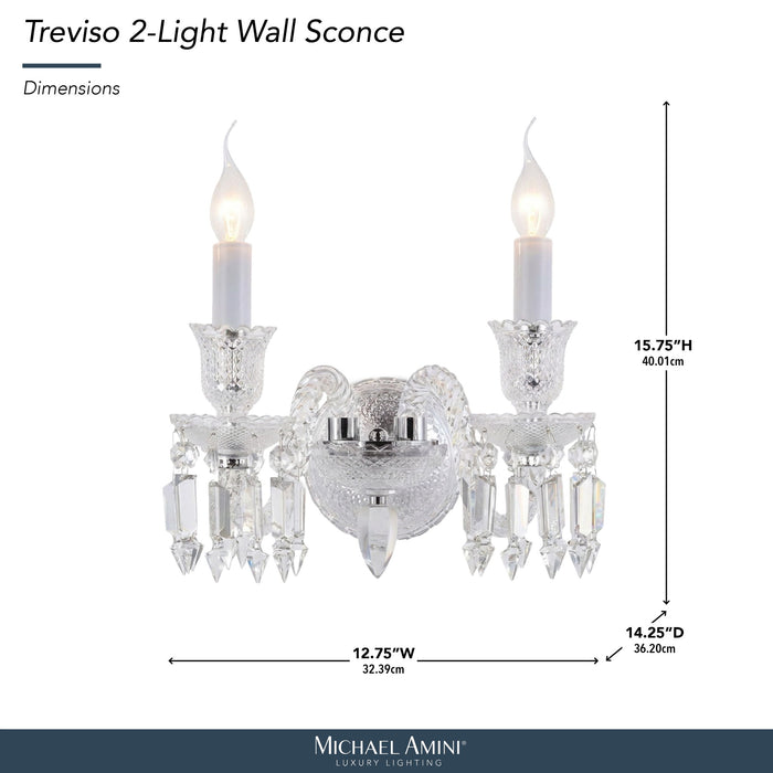 Michael Amini Lighting - Treviso 2-Light Traditional Crystal Wall Sconce - Clear Michael Amini