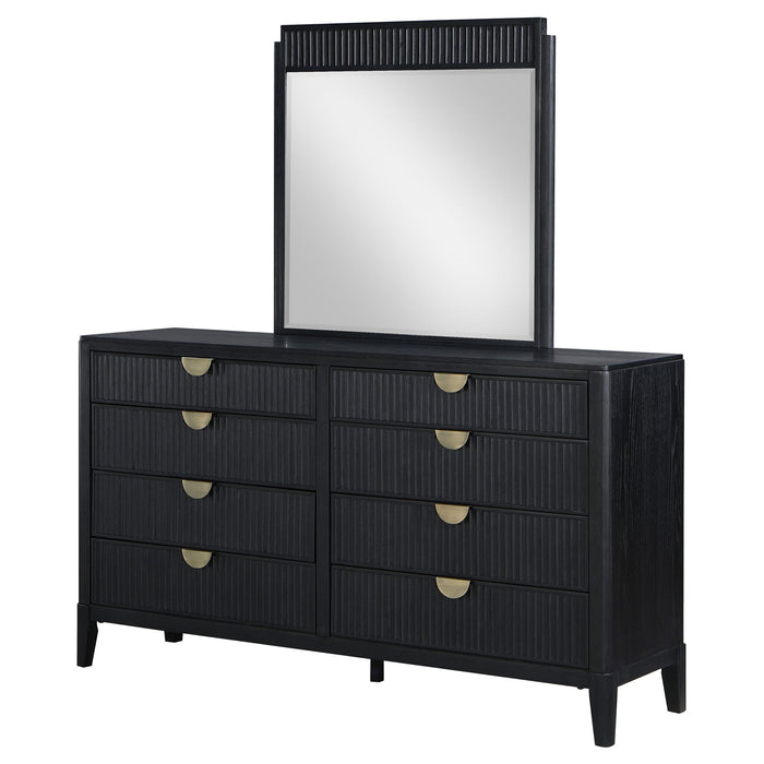 Ennis - 8 Drawer Dresser With Mirror - Black Furniture Max