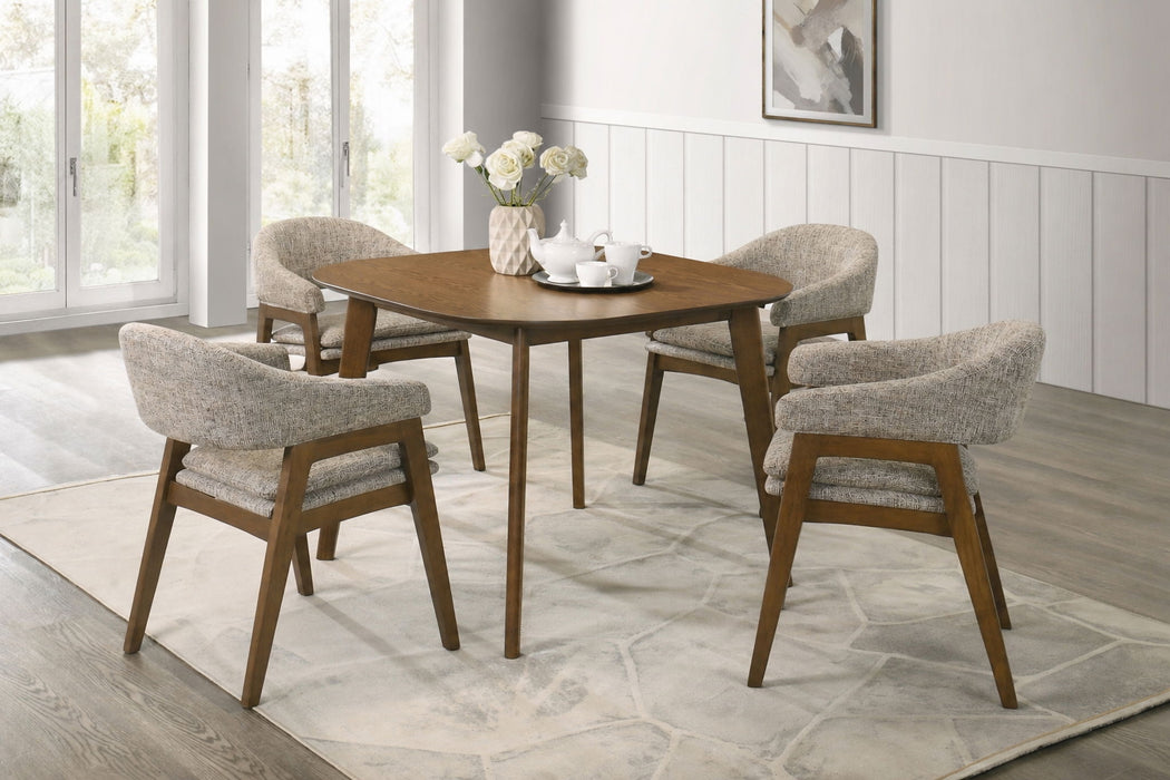 Miller - 5 Piece Set (39" Square Dining Table With 4 Arm Chairs) - Walnut / Gray New Classic
