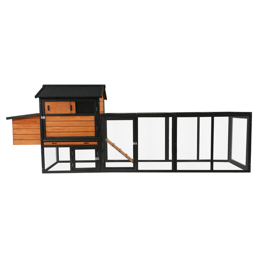Chicken Coop, Large Outdoor Hen House & Run And Nesting Box Poultry Cage, Rabbit Hutch - Brown / Black Daily Nest