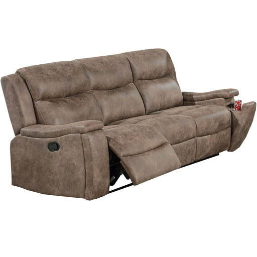 1 Piece Manual Motion Sofa Console Loveseat With Plush Back Cushion And Hidden Cup Holder - Auburn Home Essentials
