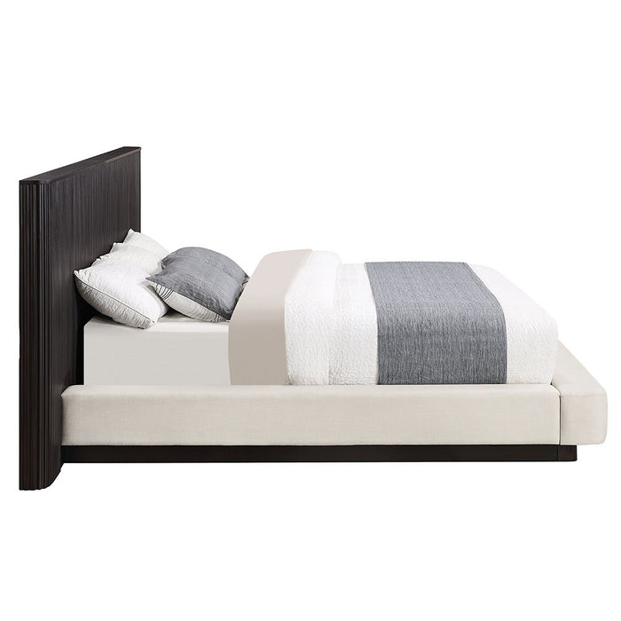 Clayten - Eastern King Bed - Beige Linen & Espresso ACME