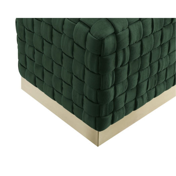 Velvet Ottoman - Hunter Green / Gold