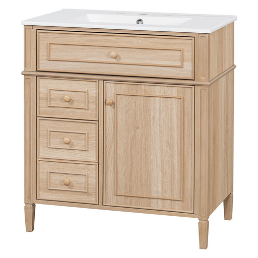 Bathroom Vanity With Sink, Flip Out Drawer, 2 Soft Close Drawers, 1 Soft Close Door - Wood Hearth and Haven