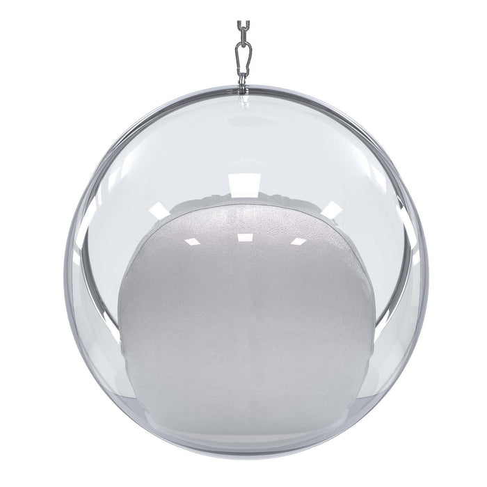 Acrylic And Faux Leather Balloon Chair - Silver And Clear