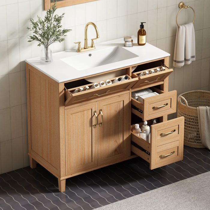 Bathroom Vanity With Sink, Soft Close Doors & Drawers - Wood Noble House