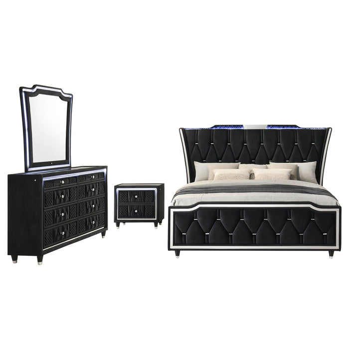 Bedroom Set With LED Lighting And Charging Nightstand Furniture Max