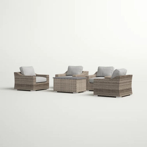 Wicker Sectional Seating Group With Cushions - Gray Mix LSI Patio Furniture