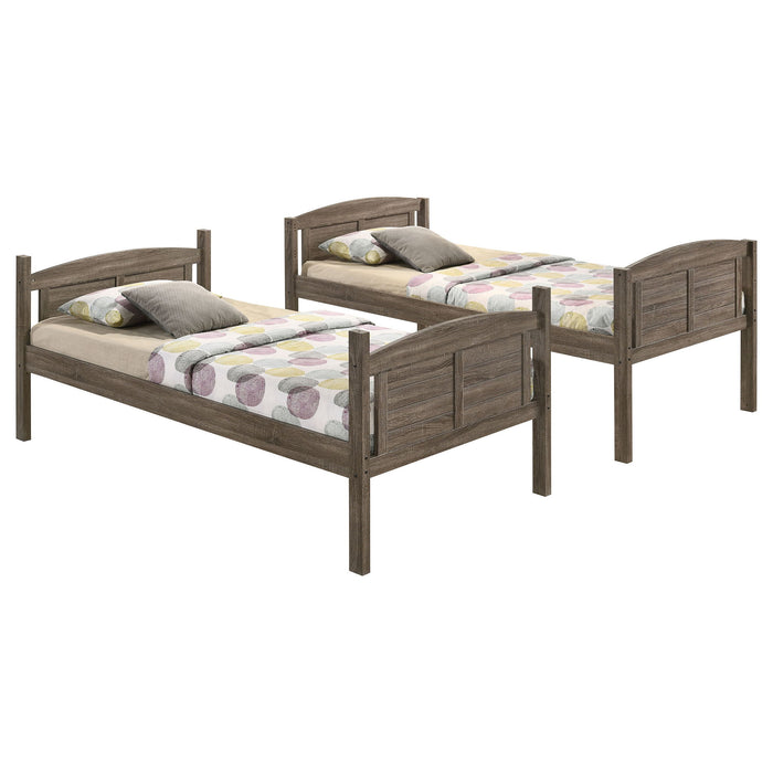 Shasta - Twin Over Twin Bunk Bed With 2 Twin Mattresses - Brown Furniture Max