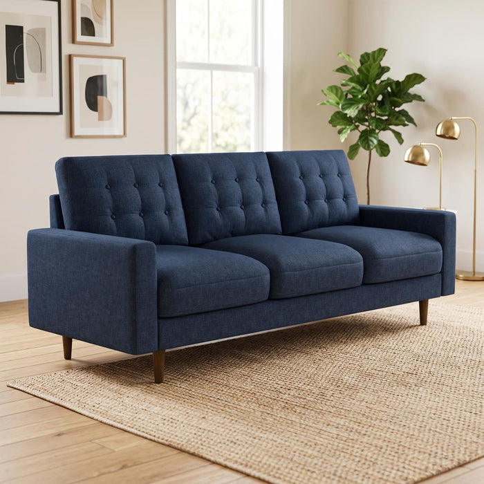 3 Seat Sofa Couch With Tufted Back Upholstered Couch For Living Room US Pride
