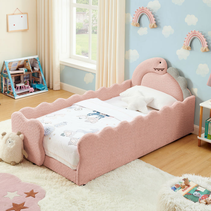 Cute Dinosaur Shaped Bed With Safety Guardrail, Toddler Frame Home Essentials