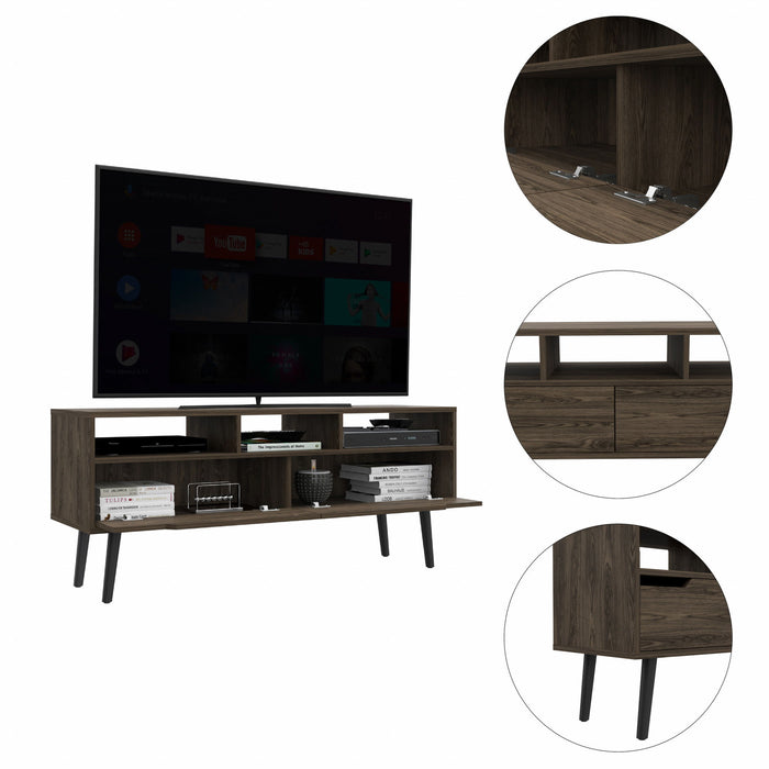 Manufactured Wood Open Shelving TV Stand - Dark Walnut