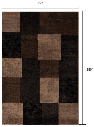 2' x 15' Geometric Blocks Runner Rug - Brown