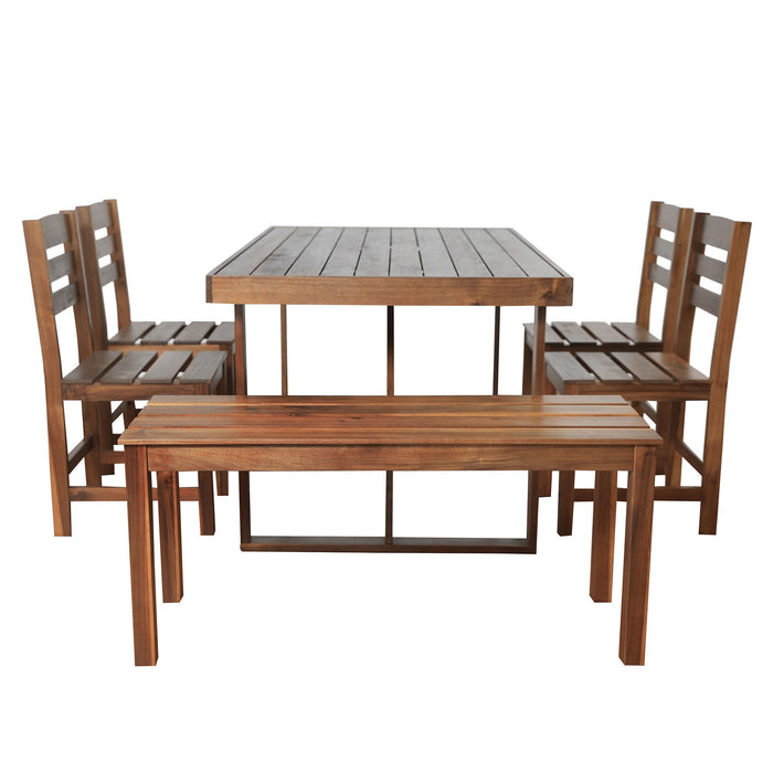 U_Style High - Quality Acacia Wood Outdoor Table And Chair Set, Suitable For Patio, Balcony, Backyard - Brown