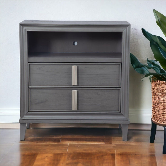 Pine Poplar Solids With Mindy And Veneer Open Shelving TV Stand - Gray