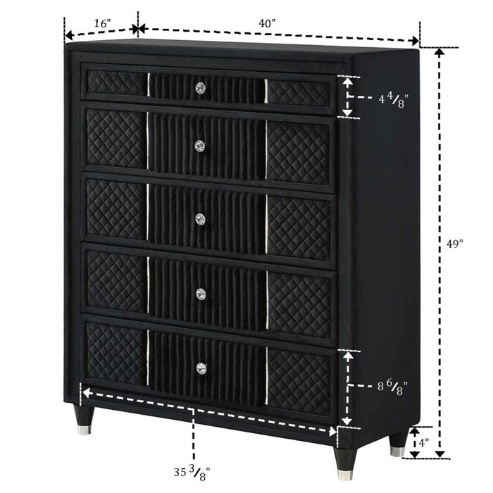 1 Piece Tall Chest Upholstery Textured - Black