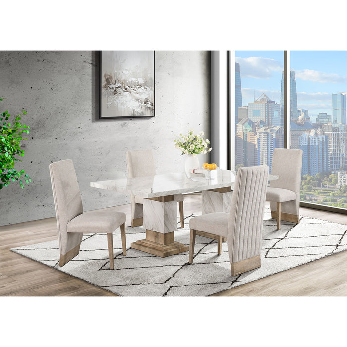 Stacey - Dining Table With Pedestal Base - Beige Global Furniture USA