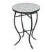 Outdoor Round Side Table With Mosaic Style Top And Curved Iron Legs Noble House