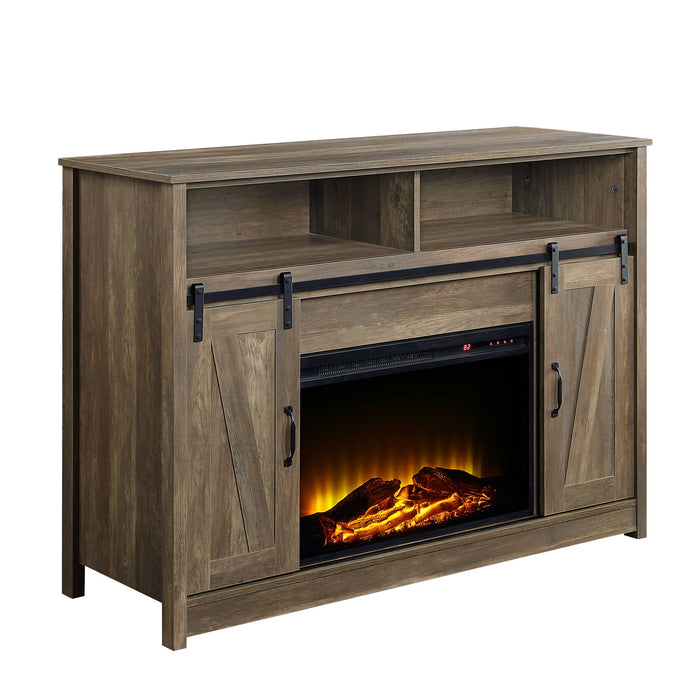 Tobias - Fireplace With Shelf Storage - Oak Acme