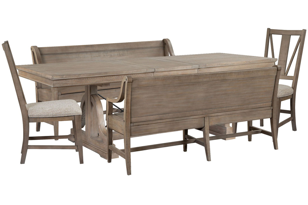 Paxton Place - Extendable Trestle Dining Table Set Magnussen Furniture