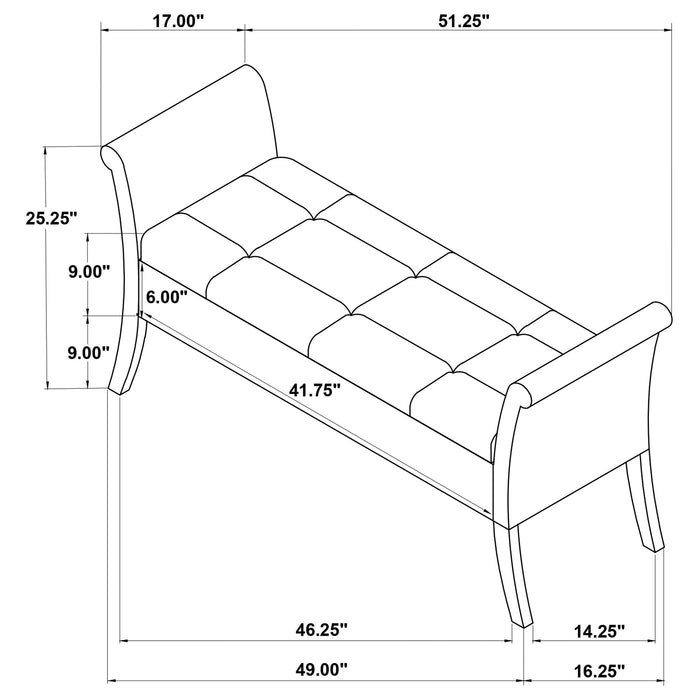 Pasley - Rolled Arm Storage Bench Furniture Max