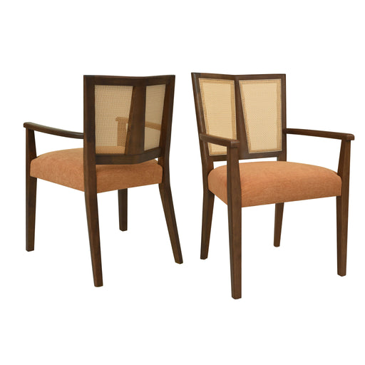 Mid Century Modern Arm Dining Chair Set With Rattan Backrest Noble House