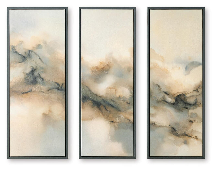 Larrondale - Wall Art Set (Set of 3) - Black / Gray / Brown Signature Design by Ashley®