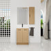 Freestanding Bathroom Vanity Set With Tall Linen Cabinet, Single Sink, Extra Storage, Soft Close Doors - Glossy White / Light Oak Home Essentials
