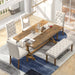6 Piece Dining Table Set With Rectangular Wood Table, 4 Upholstered Chairs, Bench Hearth and Haven