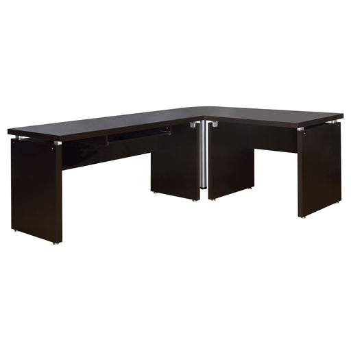 Ulloa - L Shaped Office Desk With Slide Out Keyboard Tray And Storage Drawers - Cappuccino Furniture Max