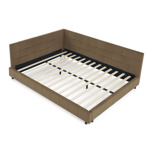 Storage Upholstered Tufted Bed Frame With Backrest And Armrests Home Essentials